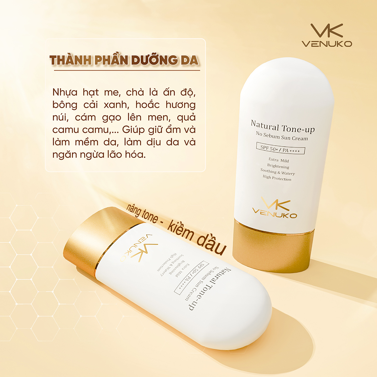 Kem chống nắng nâng tone venuko kiềm dầu