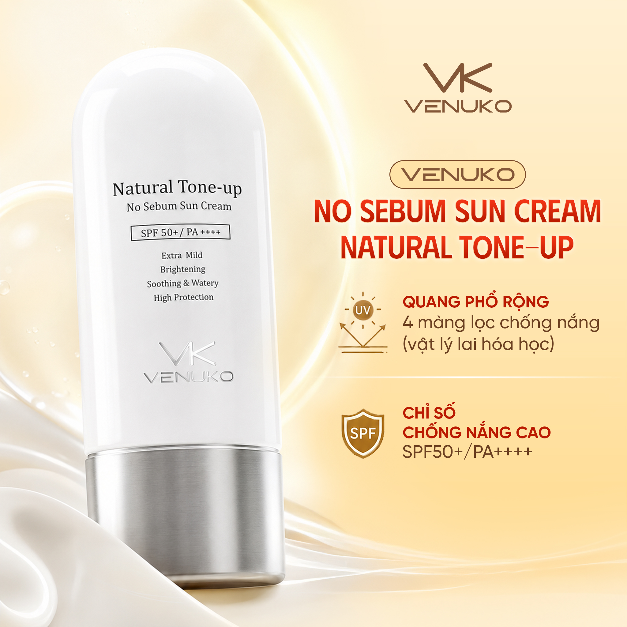 KEM CHỐNG NẮNG VENUKO NÂNG TONE TRẮNG SÁNG 