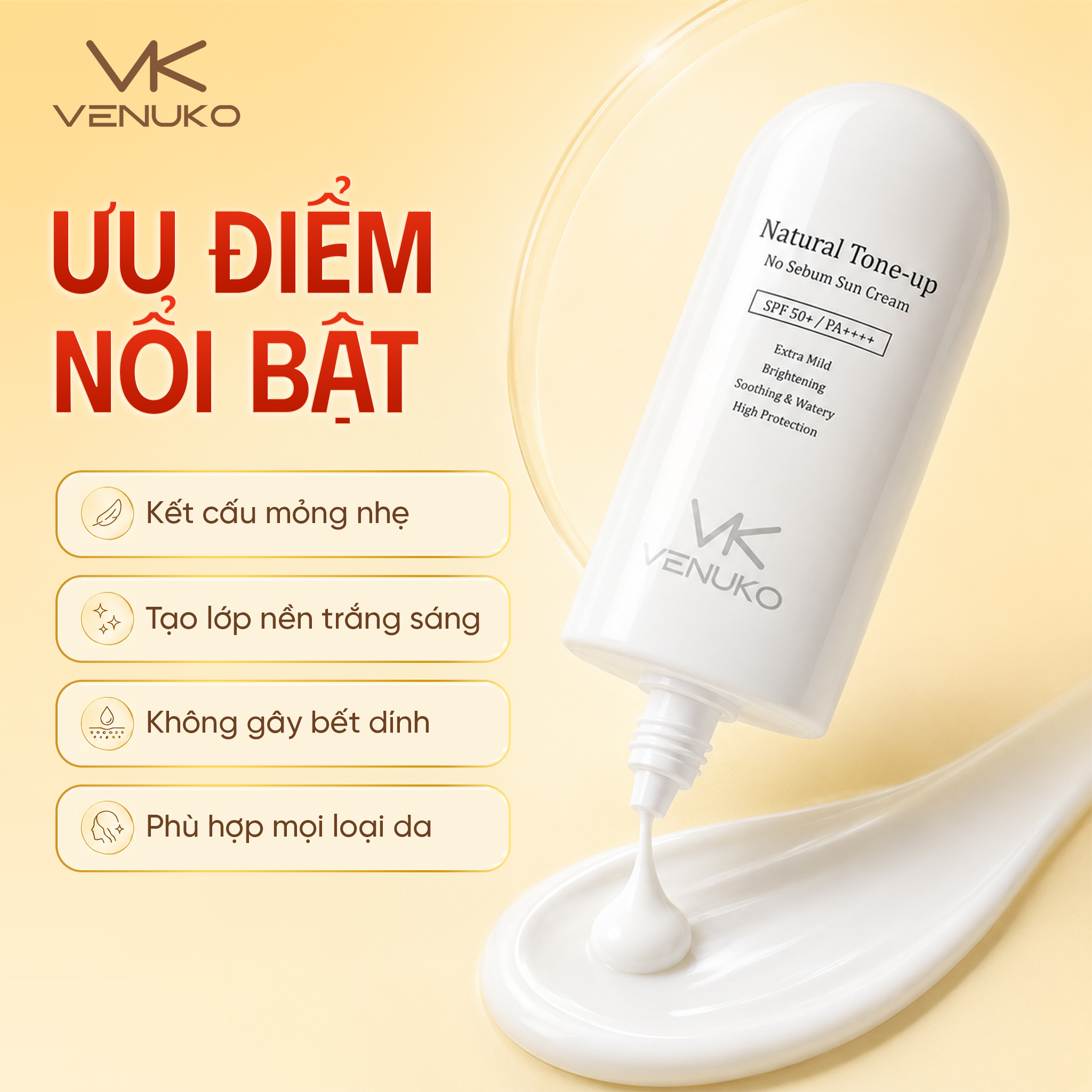 KEM CHỐNG NẮNG VENUKO NÂNG TONE TRẮNG SÁNG 